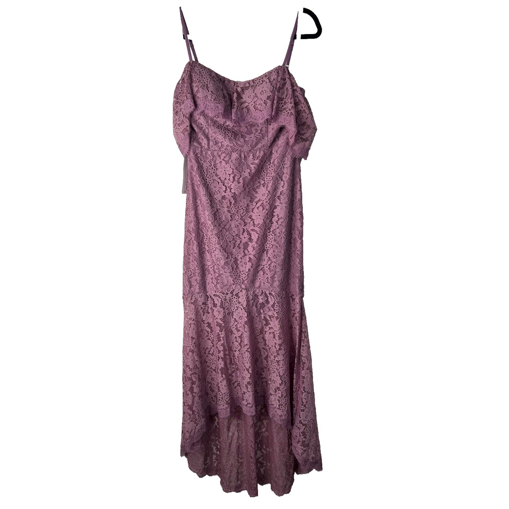 Azazie Lacy Bridesmaid Dress A8 Mauve Corset Sweatheart Neck Ruffled Hem Midi‎